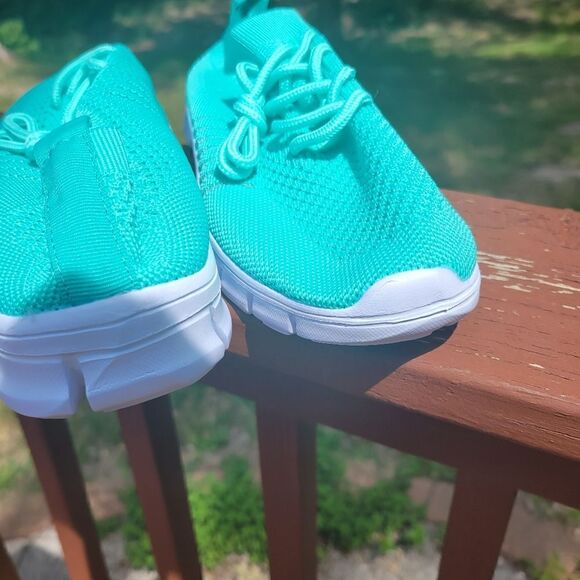 Ladies Sport Shoes Mesh Lace-up Non Slip Running Breathable Sneakers Sky Blue - Picture 6 of 11